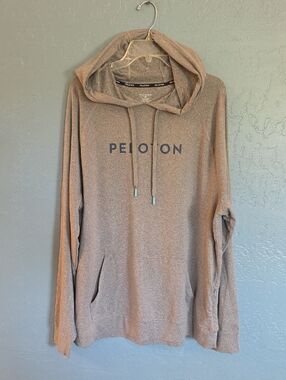 Peloton Men's Hoodie in Taupe with Navy Logo